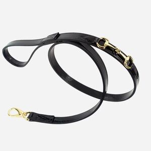 H&R horsebit Black Dog Leash with Gold Hardware